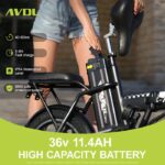 AVDLEU – faltbares Elektrofahrrad – 16-Zoll-Räder – 250-W-Motor 25 km/h – 36-V-11,4-Ah-Akku – Reichweite 40–80 km (ASSIST-Modus) – Schwarz - Bild 3