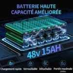 Elektrofahrrad – 20"*4,0-Geländereifen – 1000-W-Motor – abnehmbarer Akku 48 V/15 Ah – Autonomie 50–60 km – Shimano 7 Gänge – Schwarz - Bild 3