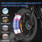 Elektrofahrrad – 20"*4,0-Geländereifen – 1000-W-Motor – abnehmbarer Akku 48 V/15 Ah – Autonomie 50–60 km – Shimano 7 Gänge – Schwarz - Bild 5