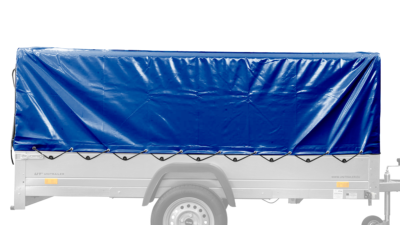 UNITRAILER GARDEN TRAILER ANHÄNGER 264/2 KIPP MIT STÜTZRAD, RAHMEN H-800 UND BLAUER ABDECKUNG – Image 2
