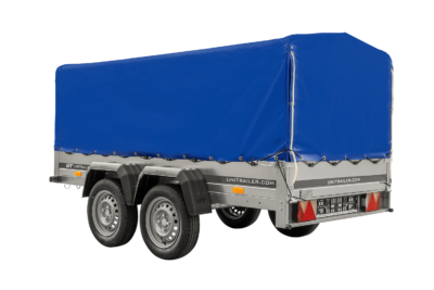 UNITRAILER GARDEN TRAILER ANHÄNGER 264/2 KIPP MIT STÜTZRAD, RAHMEN H-800 UND BLAUER ABDECKUNG – Image 3