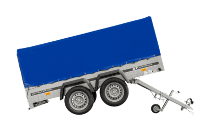 UNITRAILER GARDEN TRAILER ANHÄNGER 264/2 KIPP MIT STÜTZRAD, RAHMEN H-800 UND BLAUER ABDECKUNG – Image 14