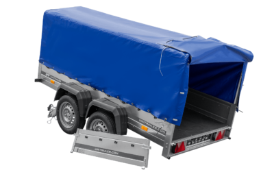 UNITRAILER GARDEN TRAILER ANHÄNGER 264/2 KIPP MIT STÜTZRAD, RAHMEN H-800 UND BLAUER ABDECKUNG – Image 8
