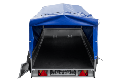 UNITRAILER GARDEN TRAILER ANHÄNGER 264/2 KIPP MIT STÜTZRAD, RAHMEN H-800 UND BLAUER ABDECKUNG – Image 9