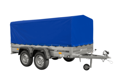 UNITRAILER GARDEN TRAILER ANHÄNGER 264/2 KIPP MIT STÜTZRAD, RAHMEN H-800 UND BLAUER ABDECKUNG
